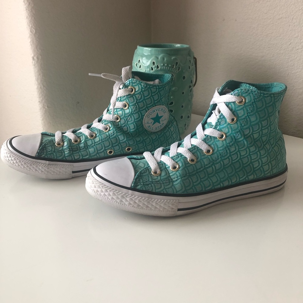 Teal High Top Iridescent Mermaid Scales